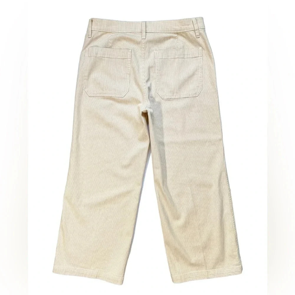 NWT J.Crew Slim Wide Leg Khaki Striped Crop Jeans - Picture 6 of 6